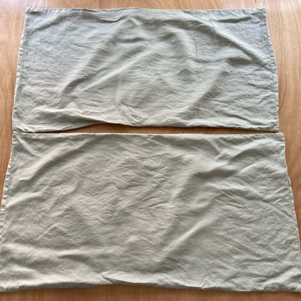 Quince European Linen King Sham Pillow Set (2) Light Grey